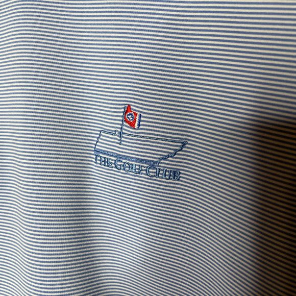 Men's Peter Millar Summer Comfort Short Sleeve Blue Striped Golf Polo Medium - Picture 3 of 8